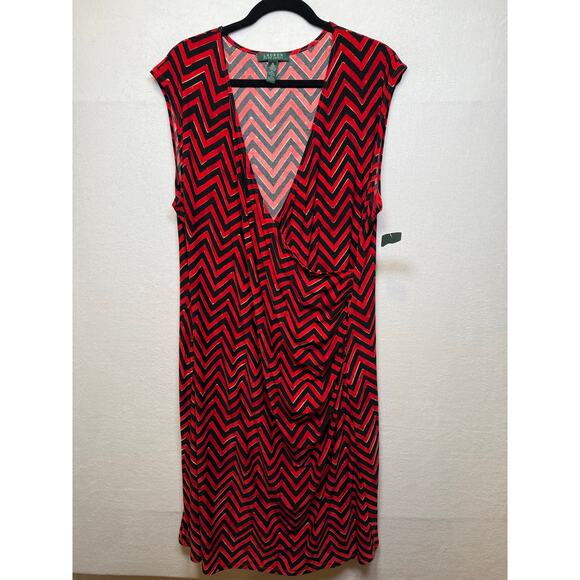 Ralph Lauren Dresses & Skirts - Ralph Lauren Red/Black Faux Wrap Dress, Size 2X